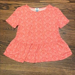 Bright coral peplum tee